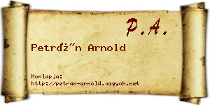 Petrán Arnold névjegykártya