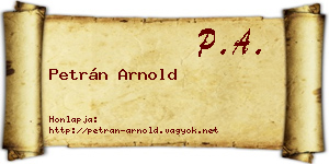 Petrán Arnold névjegykártya